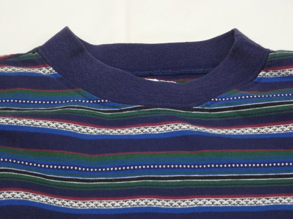画像4: 90s McINTOSH＆SEYMOUR  JACQUARD MULTI BORDER T-SHIRT MADE IN USA (4)