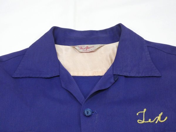画像4: 50s Don Juan RAYON GABARDINE BOWLING SHIRT (4)