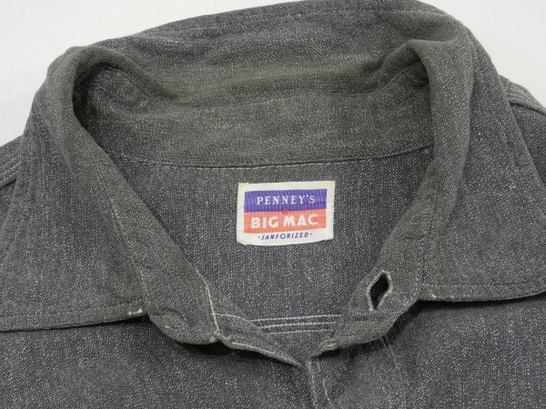 画像5: 50s JC Penney BIG MAC SALT&PEPER BLACK CHAMBRAY SHIRT (5)