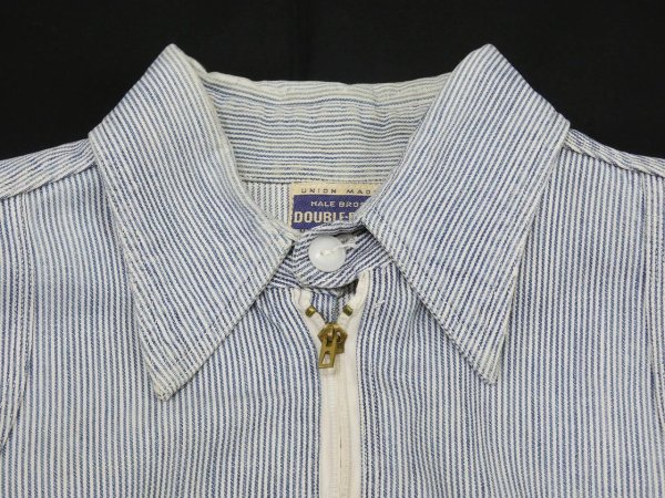 画像4: 40s DOUBLE DUTY PIN HICKORY UNUSUAL STYLE HALF ZIP WORK SHIRT (4)