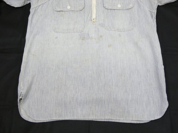 画像8: 40s DOUBLE DUTY PIN HICKORY UNUSUAL STYLE HALF ZIP WORK SHIRT (8)