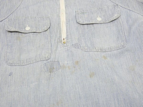 画像7: 40s DOUBLE DUTY PIN HICKORY UNUSUAL STYLE HALF ZIP WORK SHIRT (7)