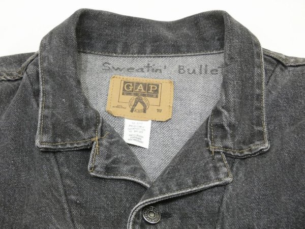 画像4: 80s 90s GAP YARN DYED BLACK DENIM JACKET GJ MADE IN USA (4)