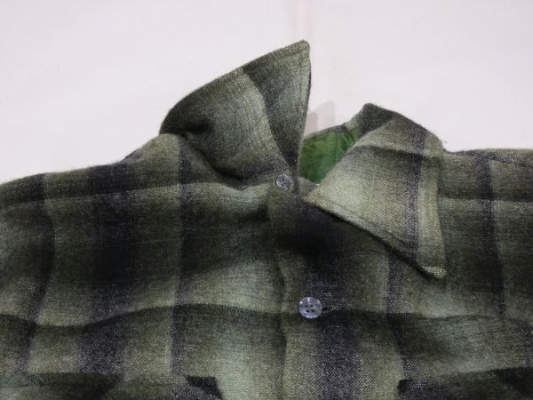 画像5: 60s 70s Cascade OMBRE SHADOW PLAID LOOP COLLAR WOOL SHIRT (5)