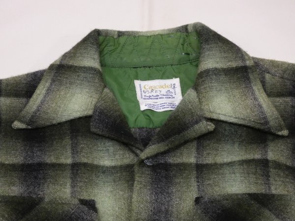 画像4: 60s 70s Cascade OMBRE SHADOW PLAID LOOP COLLAR WOOL SHIRT (4)