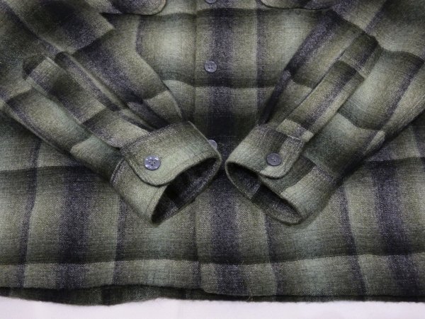 画像9: 60s 70s Cascade OMBRE SHADOW PLAID LOOP COLLAR WOOL SHIRT (9)
