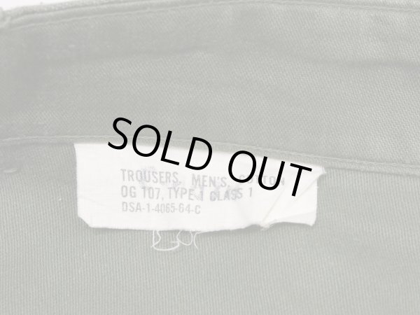 画像9: 60s '64 US ARMY OG-107 COTTON SATEEN UTILITY BAKER PANTS  (9)