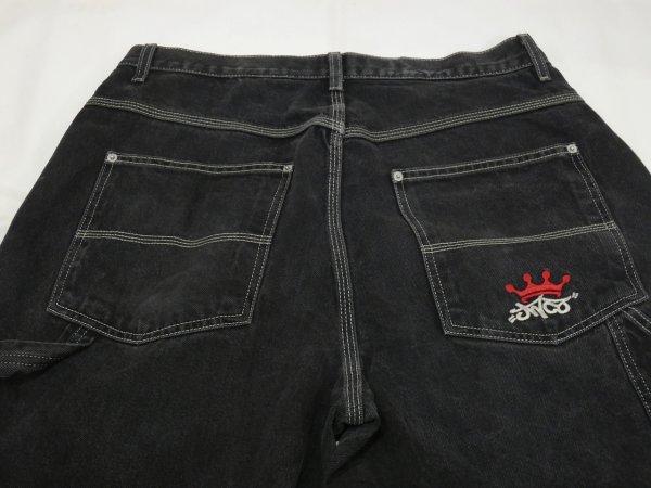画像9: 90s 00s JNCO JEANS WIDE LOOSE BAGGY BLACK DENIM PAINTER PANTS (9)