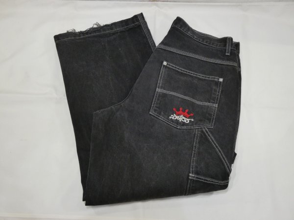 画像3: 90s 00s JNCO JEANS WIDE LOOSE BAGGY BLACK DENIM PAINTER PANTS (3)