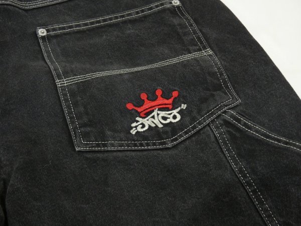 画像10: 90s 00s JNCO JEANS WIDE LOOSE BAGGY BLACK DENIM PAINTER PANTS (10)