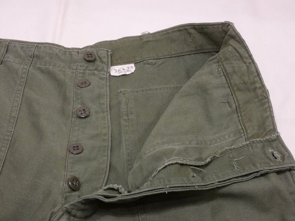 画像7: 60s '64 US ARMY OG-107 COTTON SATEEN UTILITY BAKER PANTS (2) (7)