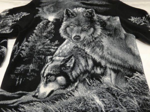 画像11: 90s ArtUnlimited WOLF ALL OVER PATTERN FLEECE JACKET MADE IN USA (11)