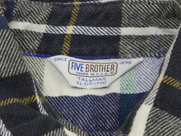画像3: 80s FIVE BROTHER HEAVY FLANNEL SHIRT MADE IN USA (3)
