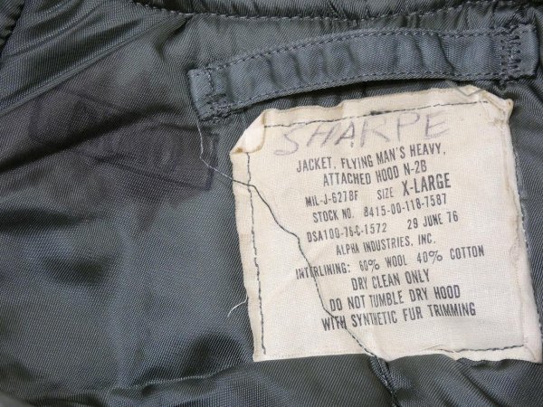 画像5: 70s US AIR FORCE USAF N-2B FLIGHT JACKET (5)