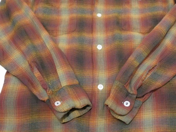 画像6: 60s 70s MONTGOMERY WARD OMBRE SHADOW PLAID  RAYON SHIRT (6)