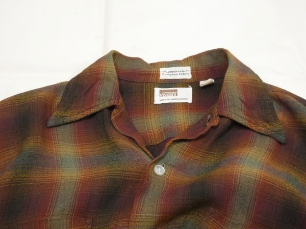 画像4: 60s 70s MONTGOMERY WARD OMBRE SHADOW PLAID  RAYON SHIRT (4)