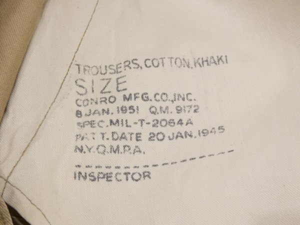 画像9: 50s US ARMY M-45 COTTON KHAKI CHINO TROUSERS PANTS TWO TONE (9)