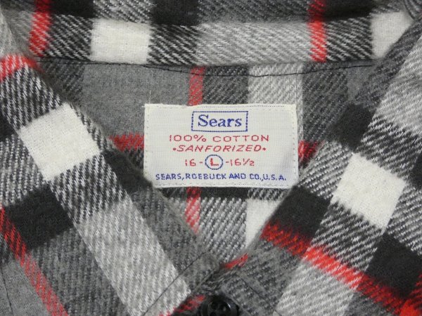 画像3: 60s Sears COTTON FLANNEL WORK SHIRT DEAD STOCK (3)