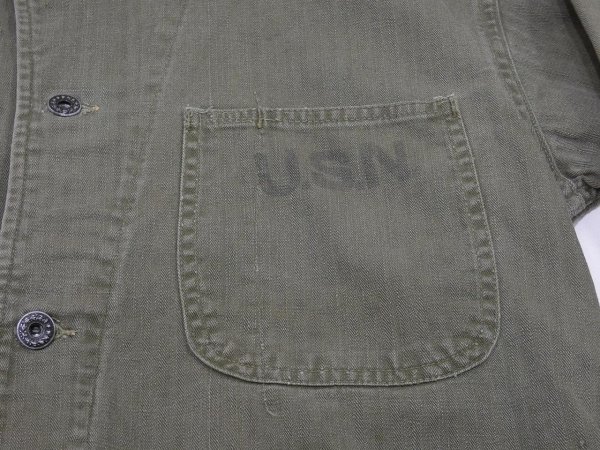 画像6: 40s US NAVY USN N-3 HBT UTILITY JACKET COVERALL (6)