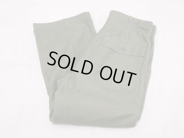 画像3: 60s '62 US ARMY OG-107 COTTON SATEEN UTILITY TROUSERS BAKER PANTS 1st LATE TYPE (3)