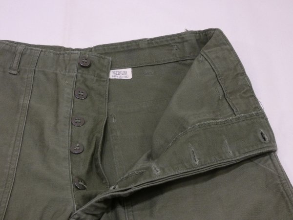 画像8: 60s '62 US ARMY OG-107 COTTON SATEEN UTILITY TROUSERS BAKER PANTS 1st LATE TYPE (8)