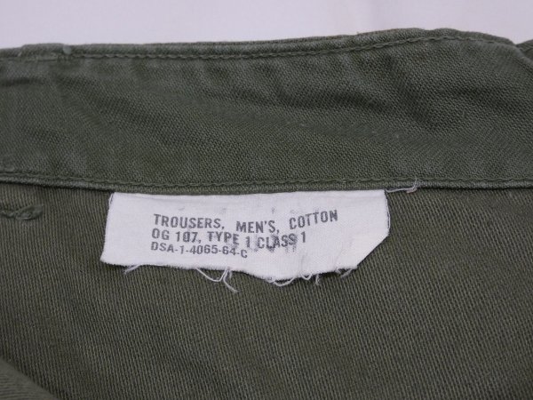 画像6: 60s '64 US ARMY OG-107 COTTON SATEEN UTILITY BAKER PANTS TWO TONE (6)