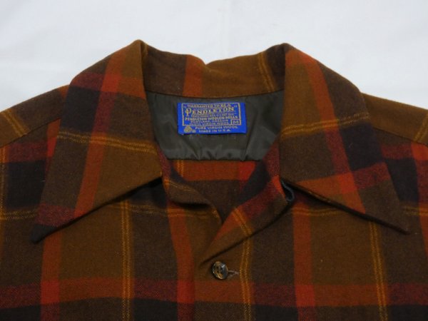 画像4: 70s Pendleton BROWN PLAID BOARD SHIRT (4)