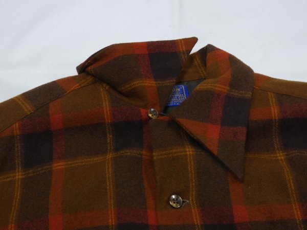 画像5: 70s Pendleton BROWN PLAID BOARD SHIRT (5)
