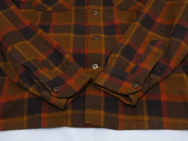 画像8: 70s Pendleton BROWN PLAID BOARD SHIRT (8)