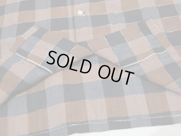 画像8: 50s Lanier by Oxford BLOCK CHECK AND WOVEN BORDER LOOP COLLAR BOX SHIRT (8)