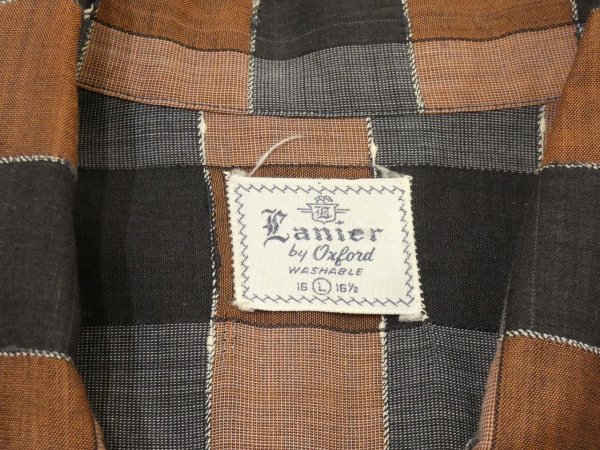 画像3: 50s Lanier by Oxford BLOCK CHECK AND WOVEN BORDER LOOP COLLAR BOX SHIRT (3)