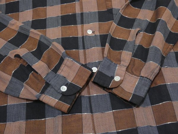 画像9: 50s Lanier by Oxford BLOCK CHECK AND WOVEN BORDER LOOP COLLAR BOX SHIRT (9)