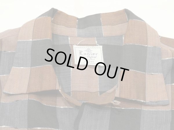 画像4: 50s Lanier by Oxford BLOCK CHECK AND WOVEN BORDER LOOP COLLAR BOX SHIRT (4)