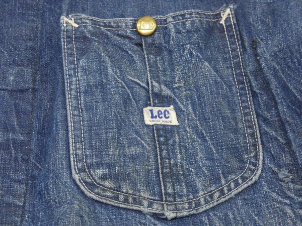 画像6: 50s Lee 91-J DENIM CHORE JACKET COVERALL  (6)