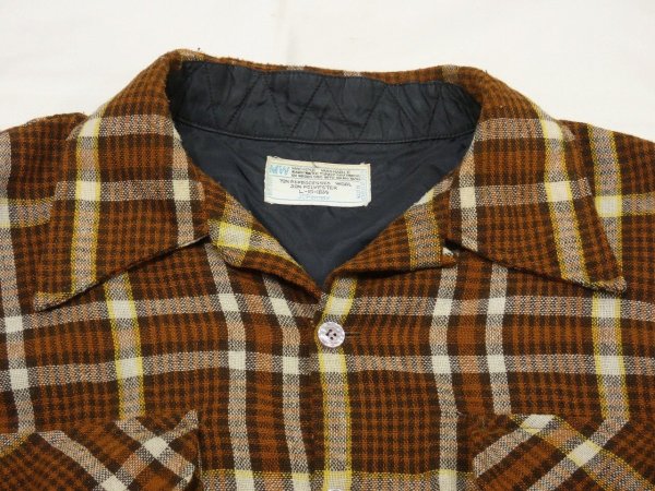 画像4: 70s JC PENNEY BROWN PLAID BOARD SHIRT STYLE WOOL BOX SHIRT (4)