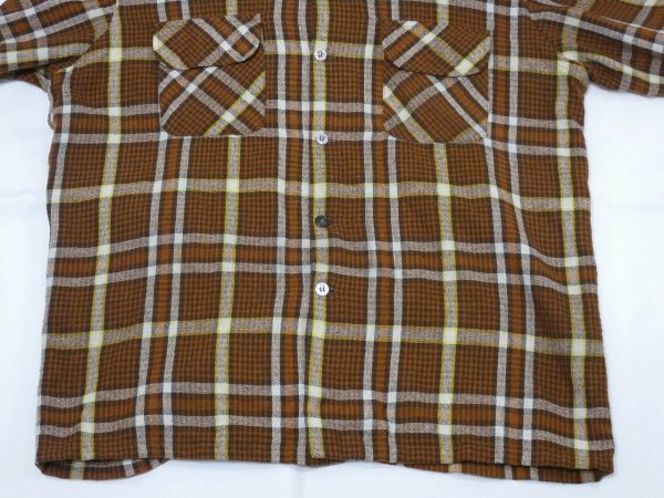 画像7: 70s JC PENNEY BROWN PLAID BOARD SHIRT STYLE WOOL BOX SHIRT (7)