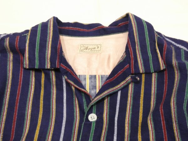 画像4: 50s Avon's MULTI STRIPE PRINT FLANNEL OPEN COLLAR SHIRT  (4)