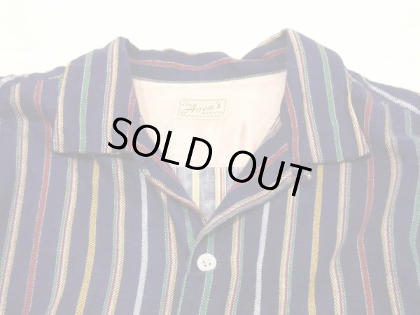 画像4: 50s Avon's MULTI STRIPE PRINT FLANNEL OPEN COLLAR SHIRT  (4)