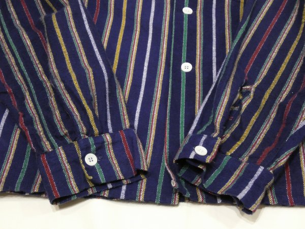 画像9: 50s Avon's MULTI STRIPE PRINT FLANNEL OPEN COLLAR SHIRT  (9)