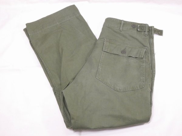 画像3: 60s '61 US ARMY OG-107 COTTON SATEEN UTILITY TROUSERS BAKER PANTS 1st LATE TYPE (3)