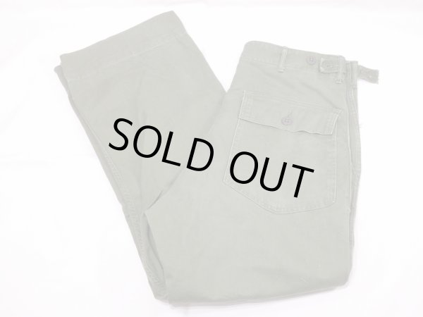 画像3: 60s '61 US ARMY OG-107 COTTON SATEEN UTILITY TROUSERS BAKER PANTS 1st LATE TYPE (3)