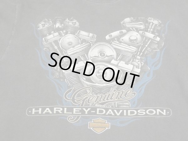 画像6: 00s HARLEY DAVIDSON OFICIAL ENGINE FLAME BAR & SHIELD LOGO PRINT T-SHIRT MADE IN USA (6)