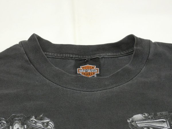 画像5: 00s HARLEY DAVIDSON OFICIAL ENGINE FLAME BAR & SHIELD LOGO PRINT T-SHIRT MADE IN USA (5)