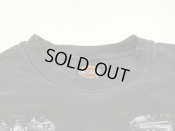 画像5: 00s HARLEY DAVIDSON OFICIAL ENGINE FLAME BAR & SHIELD LOGO PRINT T-SHIRT MADE IN USA (5)