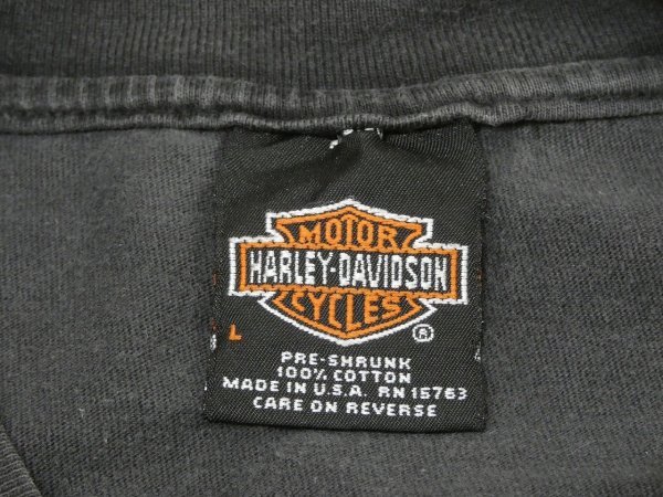 画像3: 00s HARLEY DAVIDSON OFICIAL ENGINE FLAME BAR & SHIELD LOGO PRINT T-SHIRT MADE IN USA (3)