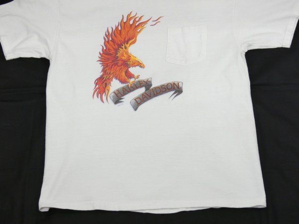 画像6: 00s HARLEY DAVIDSON OFFICIAL FLAME EAGLE DEALER SHOP BOTH SIDE PRINT T-SHIRT (6)