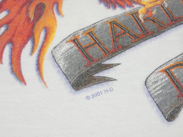 画像8: 00s HARLEY DAVIDSON OFFICIAL FLAME EAGLE DEALER SHOP BOTH SIDE PRINT T-SHIRT (8)