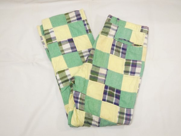 画像3: 70s Berle MADRAS CHECK PATCHWORK SLACKS PANTS (3)