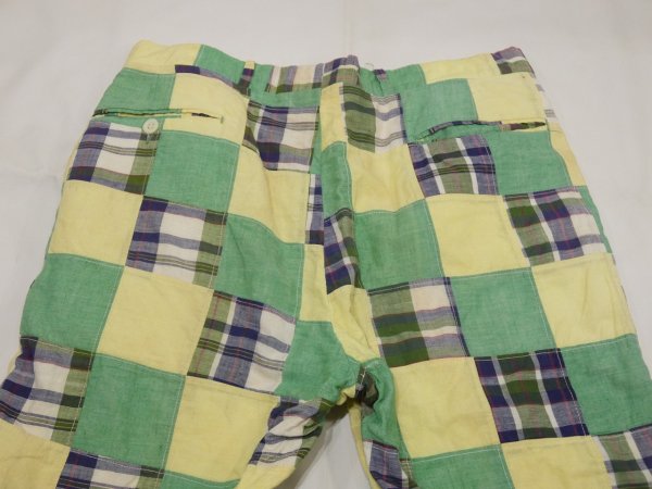 画像13: 70s Berle MADRAS CHECK PATCHWORK SLACKS PANTS (13)