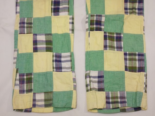 画像12: 70s Berle MADRAS CHECK PATCHWORK SLACKS PANTS (12)